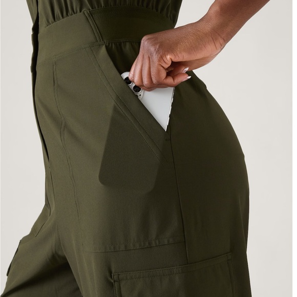 Athleta Brooklyn Utility olive green Jumpsuit - size 2 - Picture 4 of 8